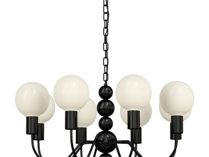 Modern Black Globe Chandelier White Glass Shades Adjustable Hanging Length 3D Model