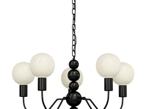 Modern Black Globe Chandelier White Glass Shades Adjustable Hanging Length 3D Model