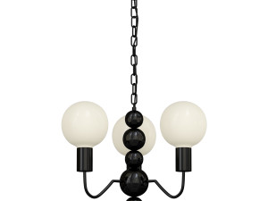 Modern Black Globe Chandelier White Glass Shades Adjustable Hanging Length Modello 3D