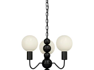 Modern Black Globe Chandelier White Glass Shades Adjustable Hanging Length 3D Model