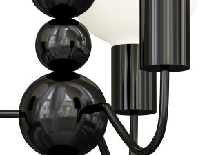Modern Black Globe Chandelier White Glass Shades Adjustable Hanging Length Modello 3D