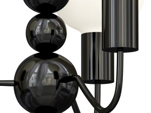Modern Black Globe Chandelier White Glass Shades Adjustable Hanging Length 3D Model