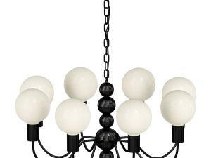 Modern Black Globe Chandelier White Glass Shades Adjustable Hanging Length Modello 3D