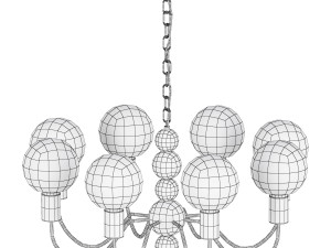 Modern Black Globe Chandelier White Glass Shades Adjustable Hanging Length Modello 3D