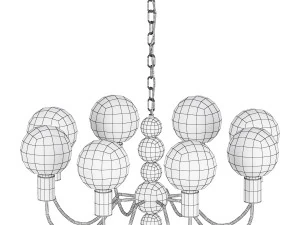 Modern Black Globe Chandelier White Glass Shades Adjustable Hanging Length 3D Model