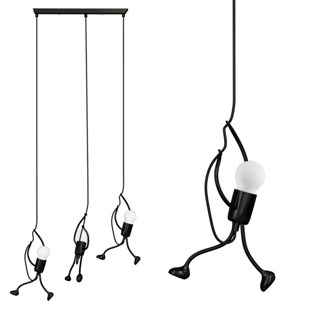 Black Geometric Pendant Light with Adjustable Cord and Modern Style 3D Model .c4d .max .obj .3ds .fbx .stl .blend 