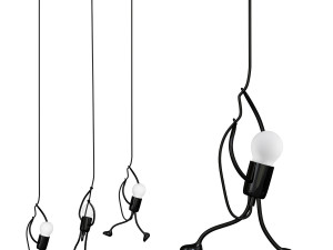Black Geometric Pendant Light with Adjustable Cord and Modern Style 3D Model