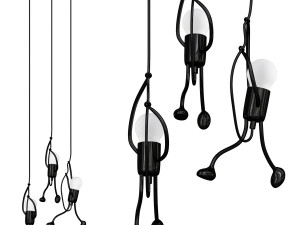 Black Geometric Pendant Light with Adjustable Cord and Modern Style 3D Model
