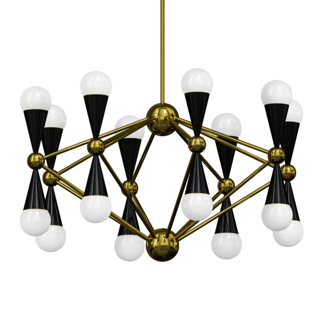 Modern Gold Chandelier with Adjustable Hanging Length for Residential Use 3D Model .c4d .max .obj .3ds .fbx .stl .blend 