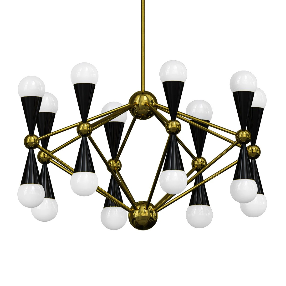 Modern Gold Chandelier with Adjustable Hanging Length for Residential Use 3D Model .c4d .max .obj .3ds .fbx .stl .blend