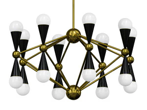 주거용으로 조절 가능한 걸이 길이를 갖춘 현대적인 골드 샹들리에 3D 모델