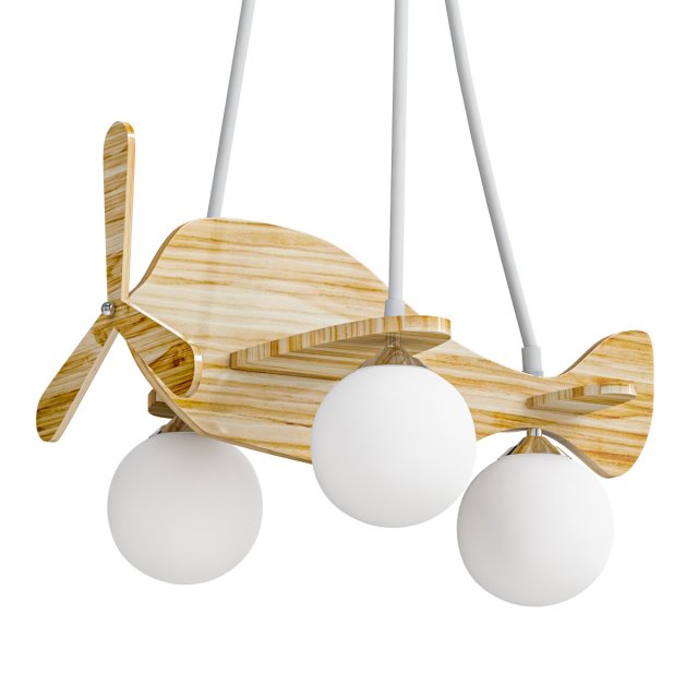 Wood Kids Chandelier with Globe Lights Acrylic Shade and Adjustable Hanging Length 3D Model .c4d .max .obj .3ds .fbx .stl .blend 