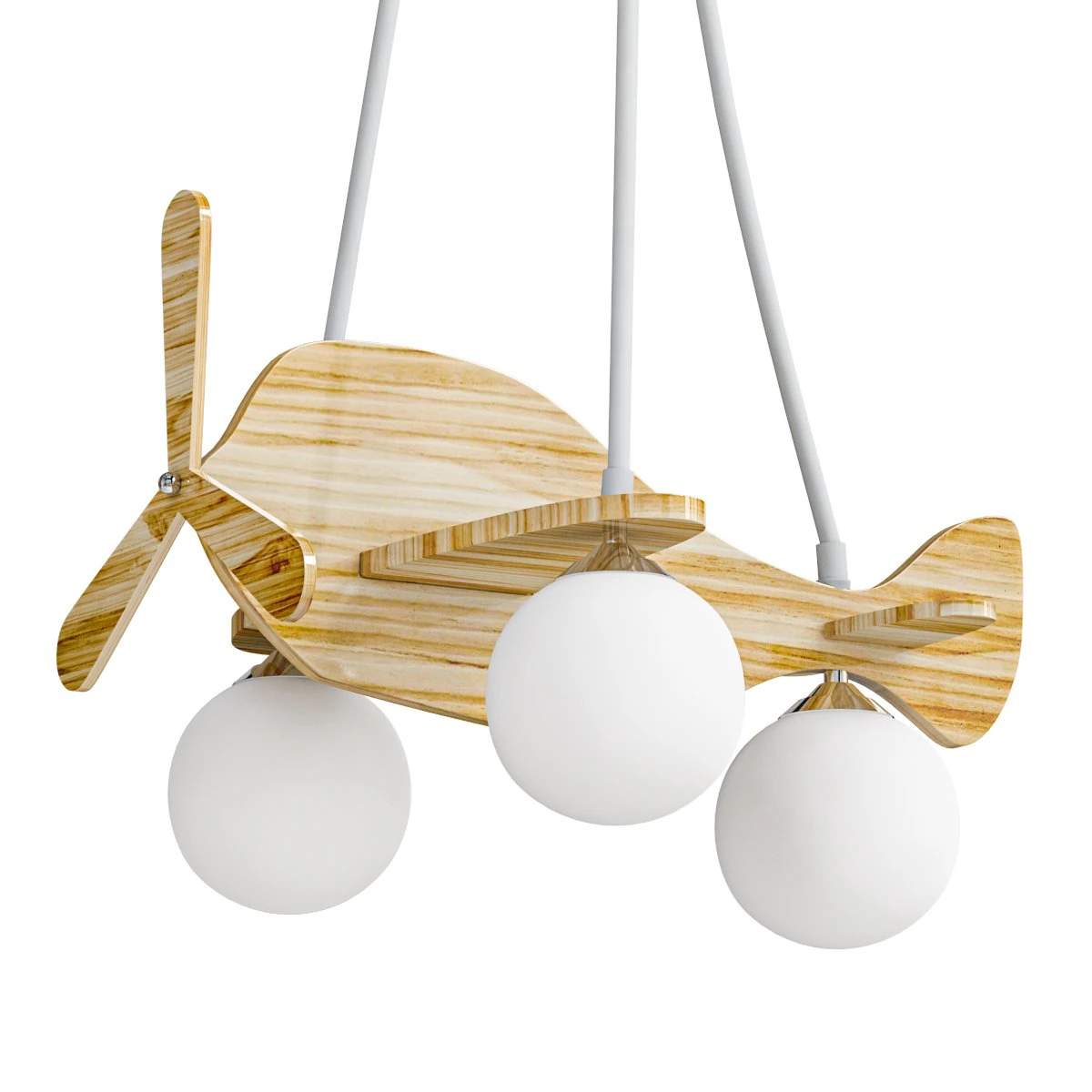 Drewniany żyrandol dla dzieci z akrylowym kloszem i regulowaną długością zawieszenia Model 3D .c4d .max .obj .3ds .fbx .stl .blend 