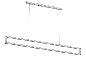 Minimalist Rectangle Frame Island Light Metal Dining Room LED Pendant Lamp in WhiteWarm Light Long 3D Model