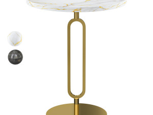 Minimalist Round Corner Table Slate Pedestal Sofa Side Table 3D Model