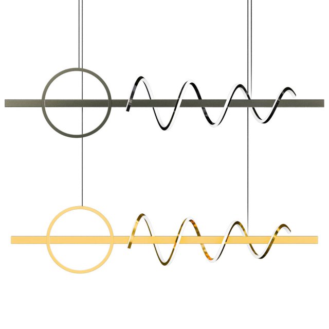 Modern Minimalist GoldenBlack spiral art linear LED chandelier for livingroom dinning area 3D 모델 .c4d .max .obj .3ds .fbx .stl .blend 