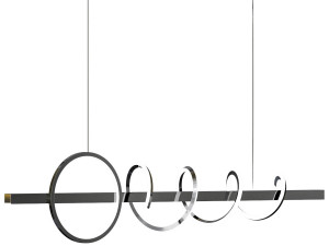 Modern Minimalist GoldenBlack spiral art linear LED chandelier for livingroom dinning area 3D 모델