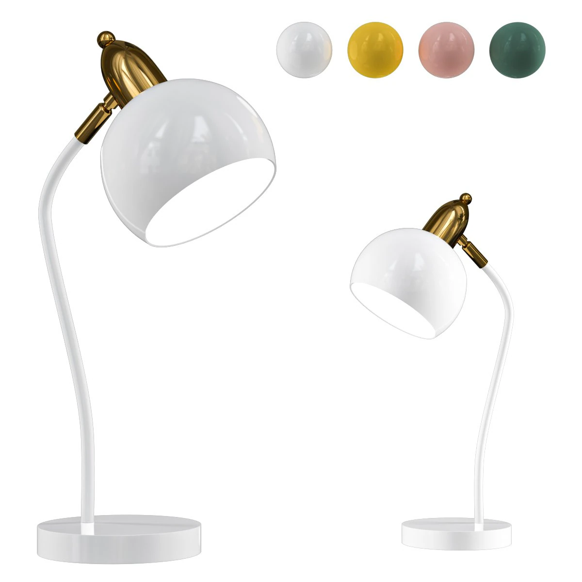 Color Optional Macaroon Style Desk Lamp Metal Dome Shade Eye Protection Studying Room Lighting Fixtu 3D Model .c4d .max .obj .3ds .fbx .stl .blend 