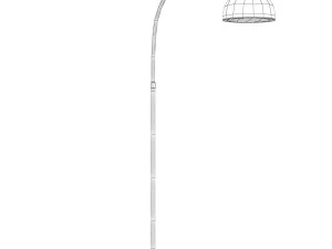 Domed Living Room Floor Lamp Metal Bulb Macaron Standing Light with Adjustable Fishing Rod Arm 3D Model