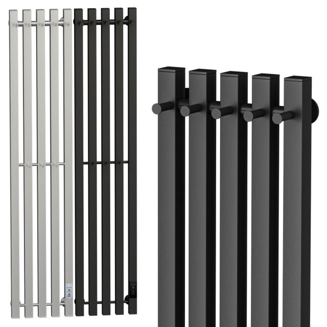 Electric heated towel rail Margroid Inaro profile 120x24 R with hooks matte black Modèle 3D .c4d .max .obj .3ds .fbx .stl .blend 