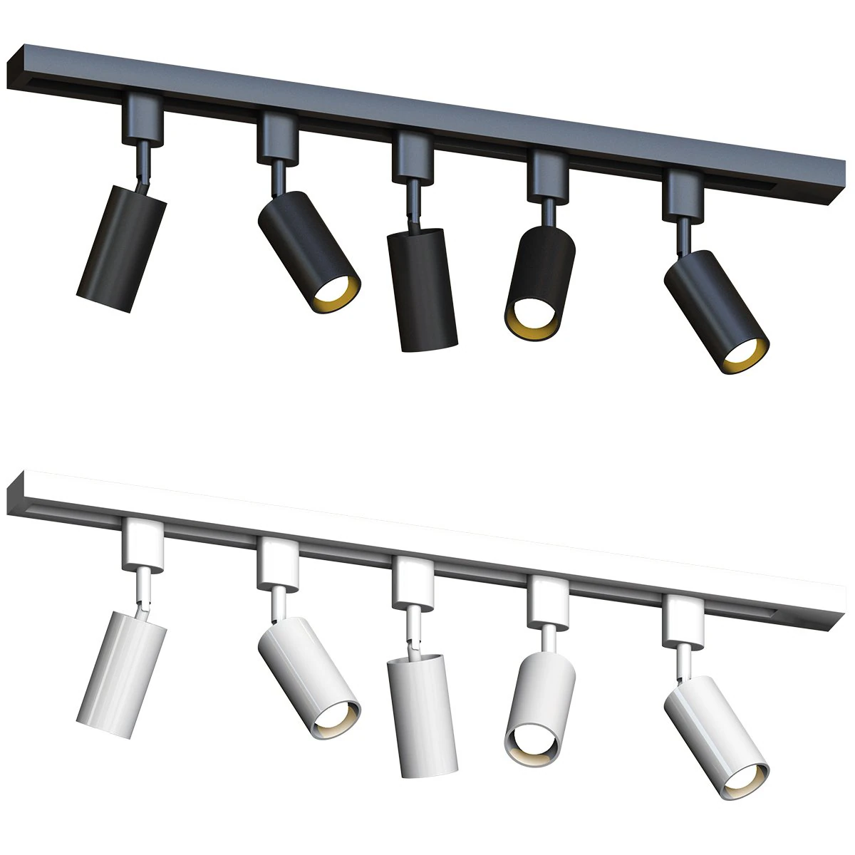 Röhrenförmige LED-Schienenlampe im nordischen Stil, metallische Wohnzimmer-Scheinwerfer, halbbündige Beleuchtung 3D Modell .c4d .max .obj .3ds .fbx .stl .blend