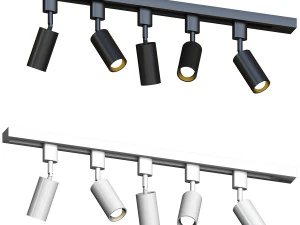 Lampa LED w kształcie rurki w stylu nordyckim Metaliczny reflektor do salonu Oświetlenie p&oacute;łpodtynkowe Model 3D