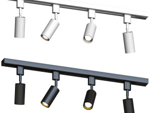 R&ouml;hrenf&ouml;rmige LED-Schienenlampe im nordischen Stil, metallische Wohnzimmer-Scheinwerfer, halbb&uuml;ndige Beleuchtung 3D Modell