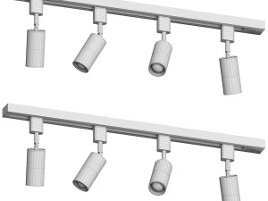 R&ouml;hrenf&ouml;rmige LED-Schienenlampe im nordischen Stil, metallische Wohnzimmer-Scheinwerfer, halbb&uuml;ndige Beleuchtung 3D Modell