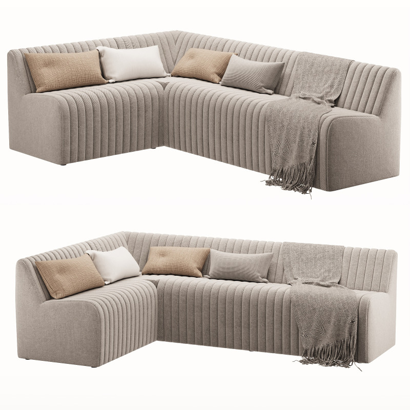 Augustine Dining Banquette L Shape Orly Natural 3D Model .c4d .max .obj .3ds .fbx .stl .blend 