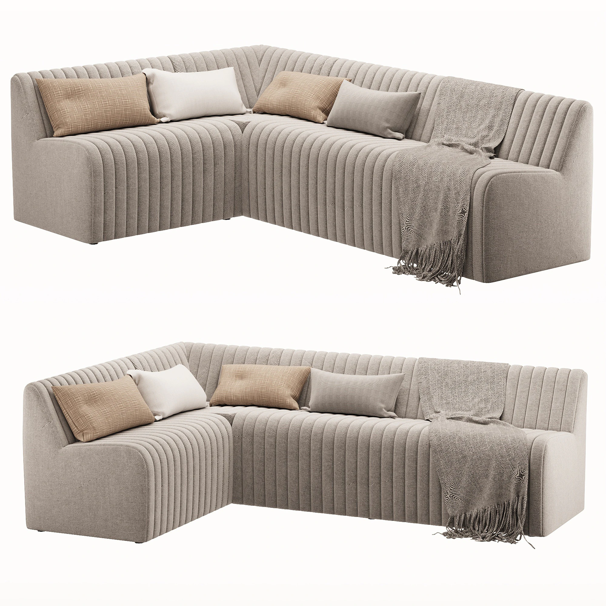 Augustine Dining Banquette L Shape Orly Natural 3D Model .c4d .max .obj .3ds .fbx .stl .blend