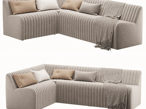 オーガスティン ダイニング バンケット L 字型 オルリー ナチュラル 3Dモデル