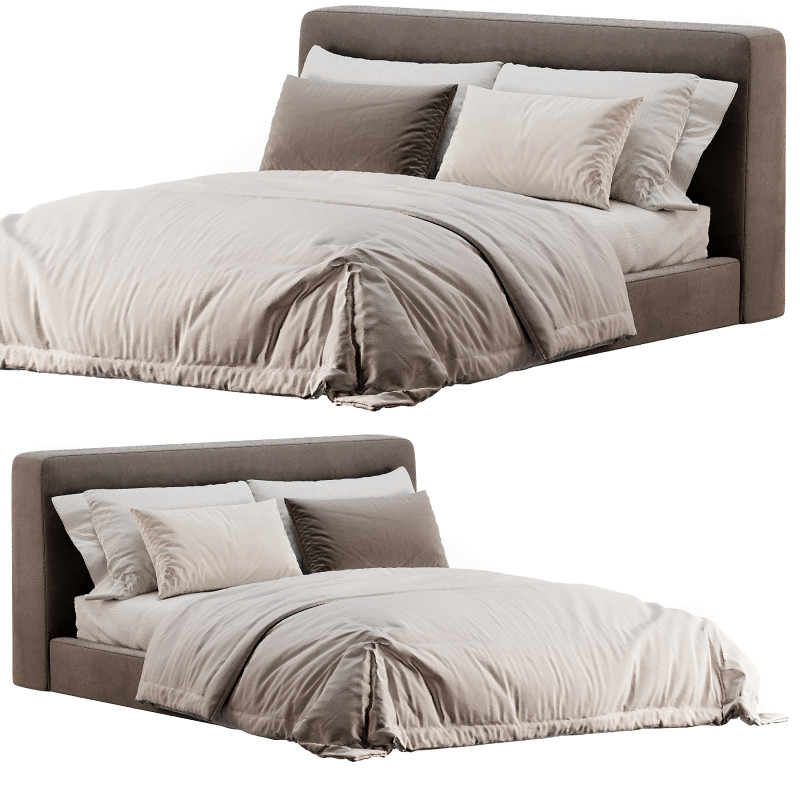Aidan Bed Pebble Pewter Model 3D .c4d .max .obj .3ds .fbx .stl .blend 