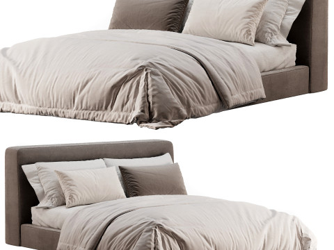 Aidan Bed Pebble Pewter 3Dモデル