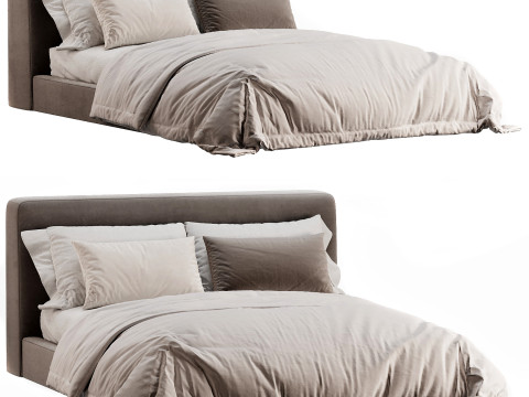 Aidan Bed Pebble Pewter Model 3D
