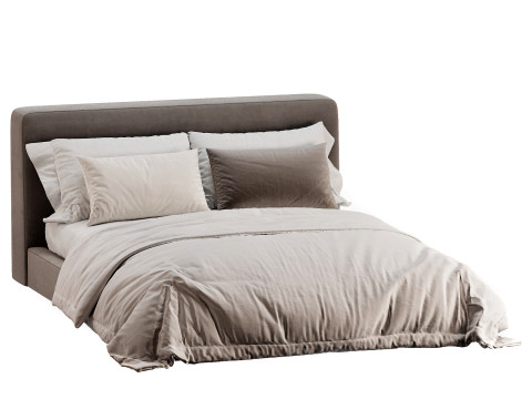 Aidan Bed Pebble Pewter Model 3D