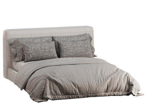 Aidan Bed Pebble Pewter Model 3D