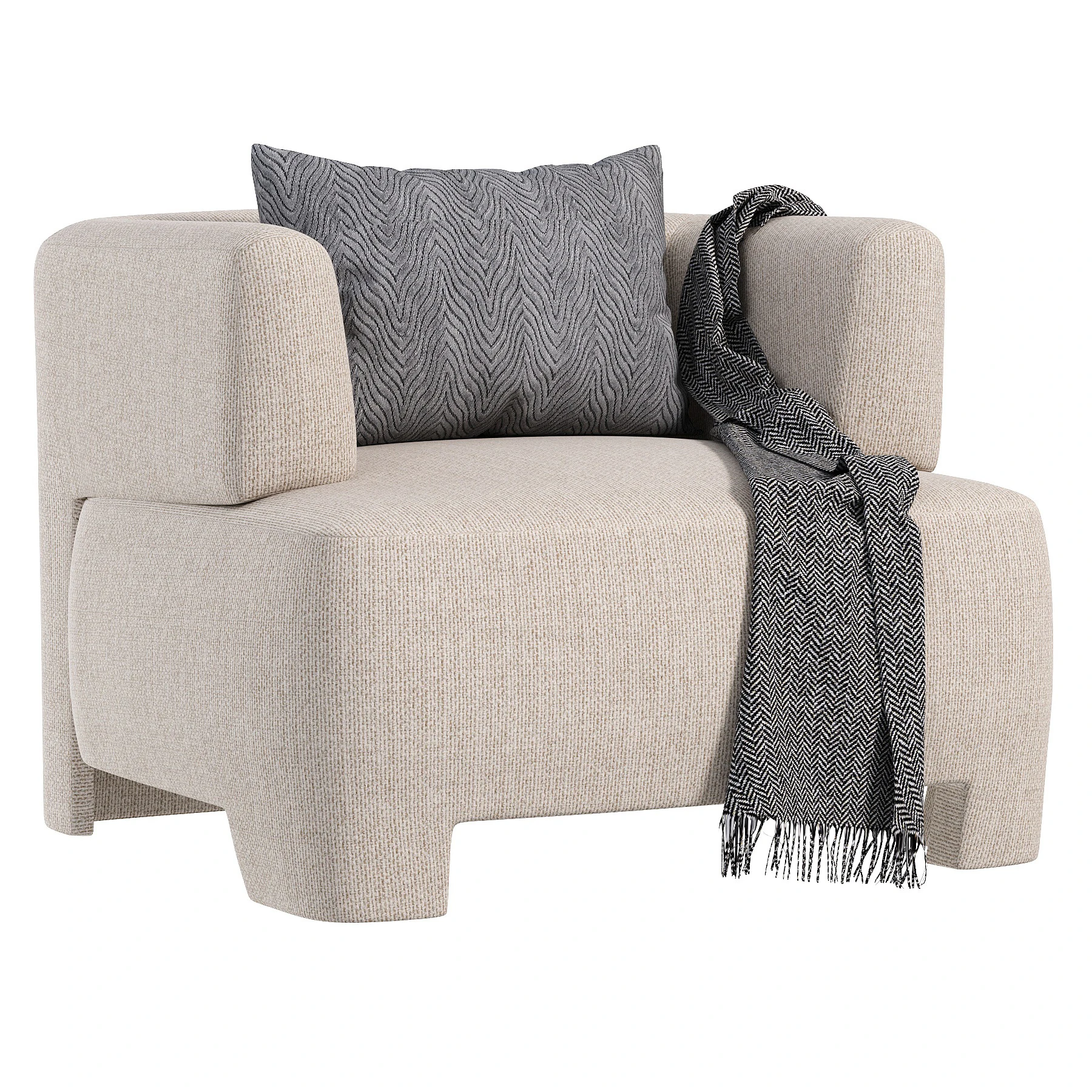 Olvera Chair Crete Pebble 3D Model .c4d .max .obj .3ds .fbx .stl .blend