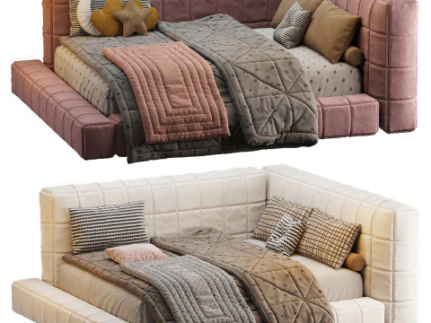 Baldwin Lounge Corner Upholstered Bed 3D Model