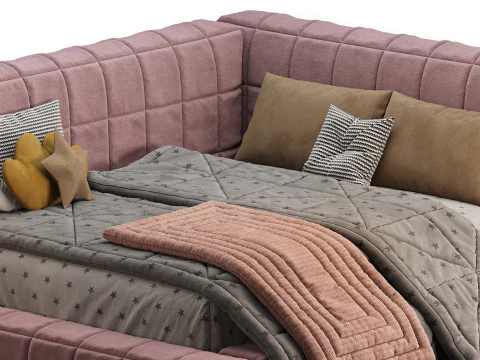 Baldwin Lounge Corner Upholstered Bed 3D Model