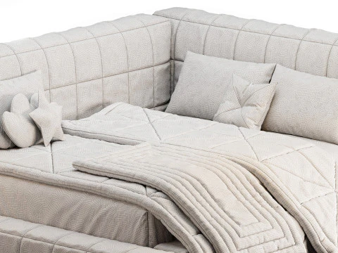 Baldwin Lounge Corner Upholstered Bed 3D Model