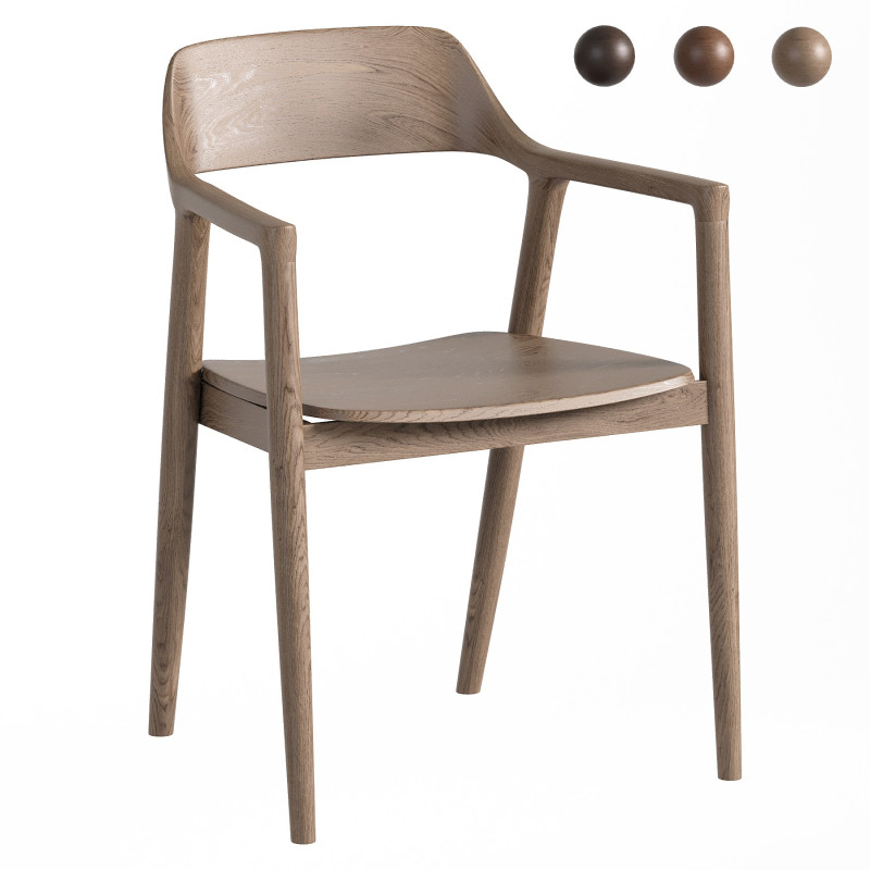 Hiroshima Wooden Armchair 3D Модель .c4d .max .obj .3ds .fbx .stl .blend 