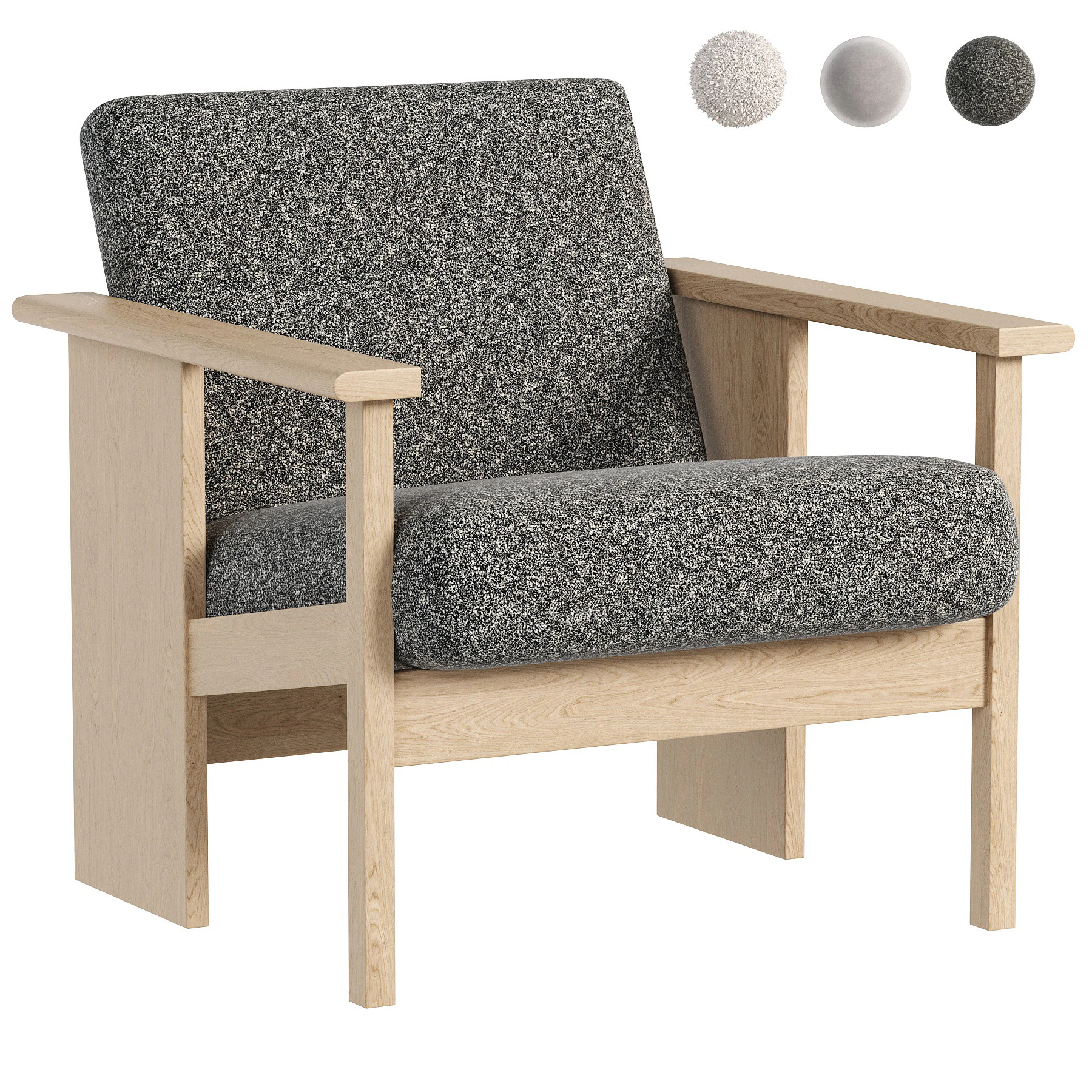 Block Lounge Chair 3D Model .c4d .max .obj .3ds .fbx .stl .blend 