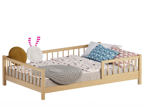 Lasse Scandinavian Wooden Kids Bed Hand Made Modelo 3D