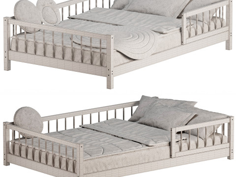 Lasse Scandinavian Wooden Kids Bed Hand Made Modelo 3D