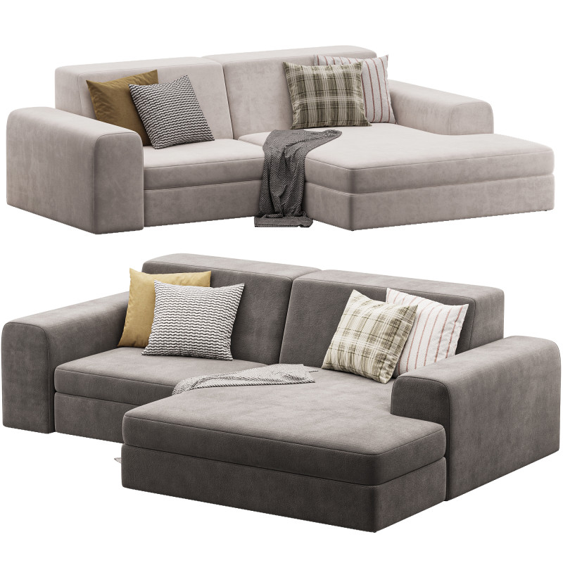 Corner sofa Labert Velvet Beige Modello 3D .c4d .max .obj .3ds .fbx .stl .blend 