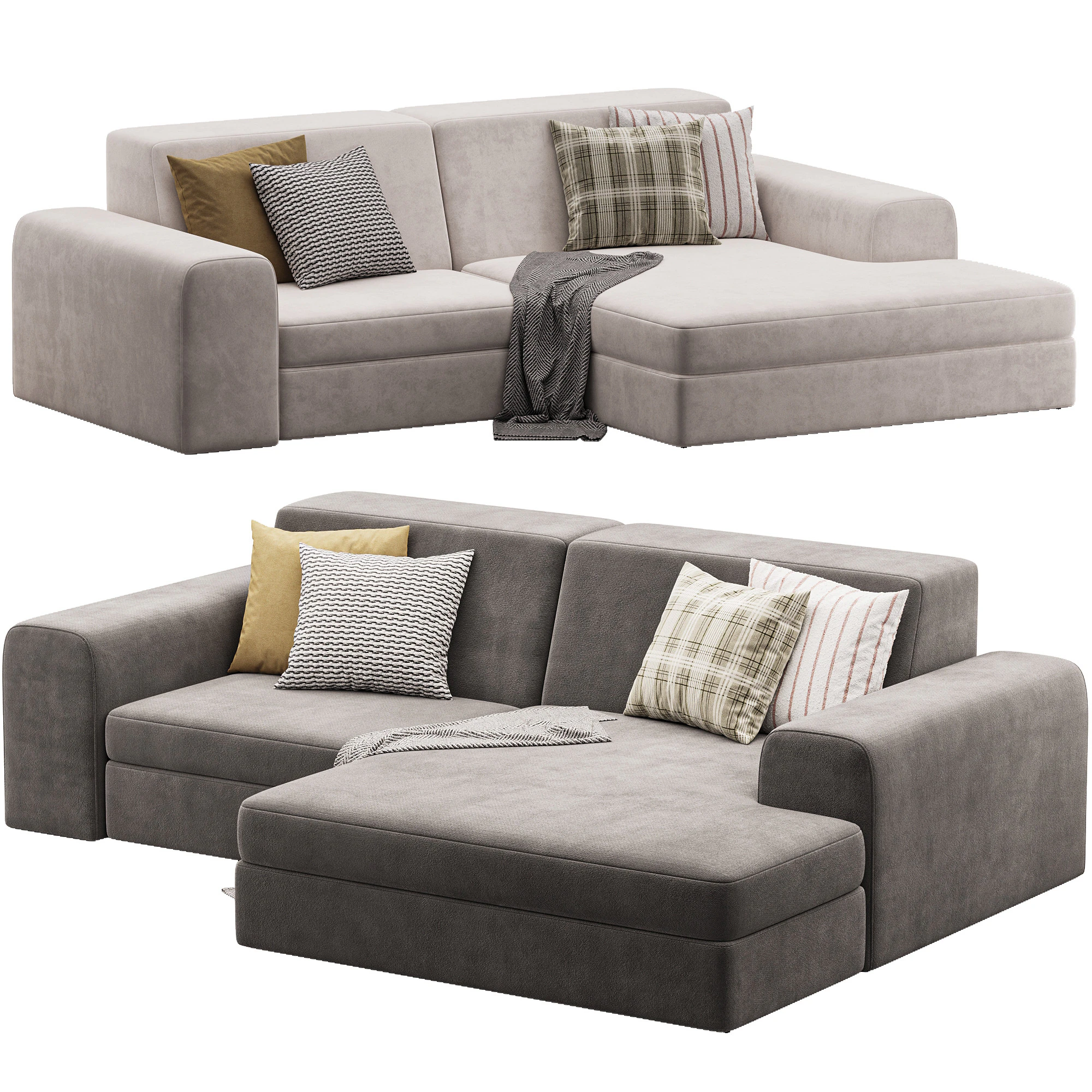 Corner sofa Labert Velvet Beige 3D Model .c4d .max .obj .3ds .fbx .stl .blend 