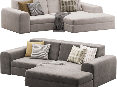 Corner sofa Labert Velvet Beige Modelo 3D