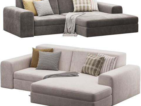 Corner sofa Labert Velvet Beige Modello 3D