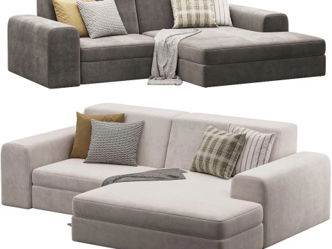 Corner sofa Labert Velvet Beige 3D Model