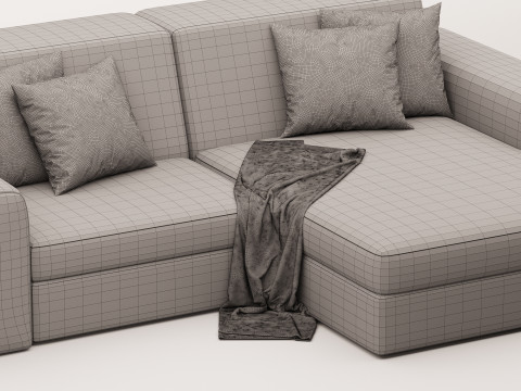 Corner sofa Labert Velvet Beige Modello 3D